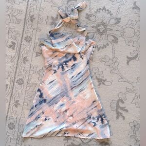 Goodnight Macaroon Satin Halter Marble Mini dress small